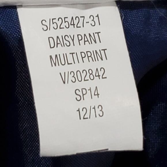 Old Navy "The Diva" Daisy Ankle Pants Salmon Pink Blue Size 8 Regular - Picture 7 of 10